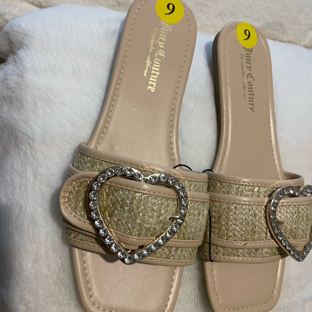 Juicy Couture Tan Sandals with Rhinestone Heart